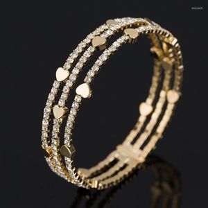 Donne eleganti di modo del braccialetto Braccialetti B020 dei braccialetti del regalo di Bling del polsino di cristallo del braccialetto del polsino di fila delle donne 3