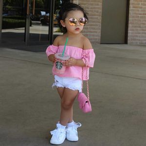 Imposta i nuovi vestiti per bambini della moda da ragazza da spalla tops phin shorts shorts jean thidler abbigliamento mcc