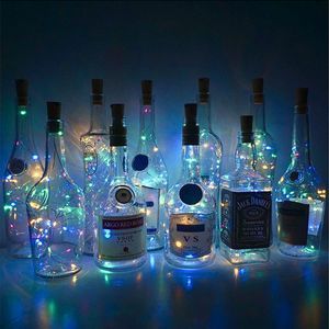 Vinflaskbelysning LED -str￤ngar Cork Form Silvertr￥d F￤rgglad fairy Mini String Lights Diy Party Decor Christmas Halloween Wedding Usalight