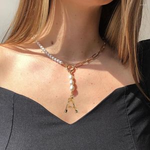 Pendant Necklaces TAUAM Pearl Necklace A B C D E F G H I J K L M N O P Q R S T U V W X Y Z Bamboo English Initial Letter For Women