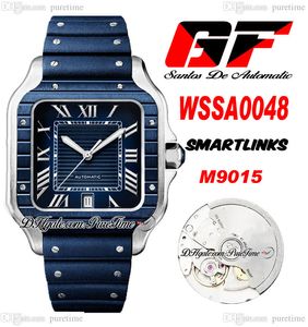 GF V2 WSSA004 MIYOTA 9015 Homens automáticos assistem dois tons de aço de aço Dial Blue Markers Roman Rubber Super Edition PureTime B2