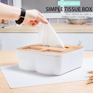Tissue Boxes & Napkins Japanese Multi-layer Bamboo Cover Box Desktop Paper Living Room Simple Storage Wholesale Purchasing #4JY29