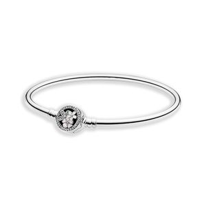 Poetic Blooms Clasp Charms Bangle Bracelet for Pandora Authentic Sterling Silver Wedding Jewelry Girlfriend Gift designer Flower Bracelets with Original Box