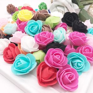 Decorative Flowers 50Pcs/lot 3.5cm Mini PE Foam Rose Flower Head Artificial For Home DIY Headdress Wreath Supplies Wedding Party Decoration