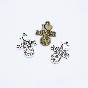 Charms Bk 300 Pz / Lotto 22X16Mm Amo Il Calcio Calcio Ciondolo Buono Per Gioielli Artigianali Fai Da Te Che Fanno Drop Delivery 202 Dhfog