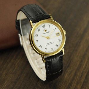 Zegarek zegarek Vintage Men Shanghai Ręka Ręka wiatr mechaniczny 33 mm zabytkowe zegarki kobiety retro -diamentowe zegary marki z kalendarzem