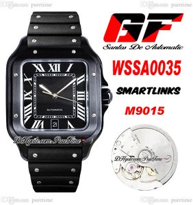 GF V2 WSSA003 Miyota 9015 Automatic Mens Watch All Black Steel Case Dial White Roman Markers Rubber Super Edition Puretime 05F6