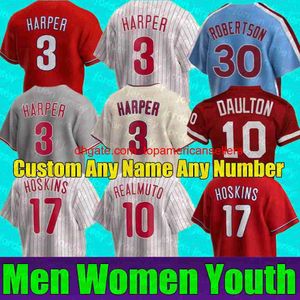 Custom Baseball Jerseys New Men Women Bryce youth 2021 2022 DARREN DAULTON HARPER MAIKEL FRANCO RHYS HOSKIN