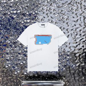 xinxinbuy m￤n designer tee t shirt 23SS Paris f￤rg bokst￤ver tryck kort￤rmad bomullskvinnor vit svart gr￥ bl￥ xs-2xl