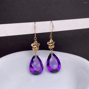 Ohrstecker Shilovem 18 Karat Gelbgold Piezoelektrischer Amethyst Feiner Schmuck Trendiges Geschenk Pflanze Damen 9 13 mm Myme09135599z