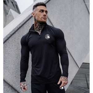 Magliette da uomo Autunno Dolcevita ad asciugatura rapida Palestre a maniche lunghe Vestiti Collant Magliette da fitness da uomo Sport muscolari Corsa Stretch Trainin