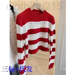 Women's Sweaters Designer 2023 early spring new Christmas red and white striped cut-out letter sweater women's wool short top TTKS