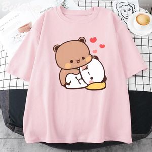 Kvinnors T-skjortor Panda Bear Bubu dudu skjorta par toppar älskar dig söt tryck sommar kortärmad o-hals bomull casual harajuku kvinna tees