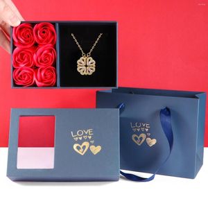 Pendant Necklaces SINLEERY Stainless Steel Crystal Necklace For Wife Girlfriend Mom Valentine's Day Pretty Gift BOX2 SSB