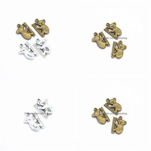 Charmos 200 PCs /lote koala urso pingentes de j￳ias fabricando DIY artesanato artesanal 20x15mm 2 cores Drop Drop 202 DHZEB