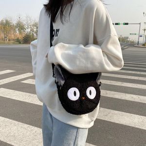 Akşam çantaları Japon tarzı kawaii crossbody için karikatür karikatür peluş omuz çantası 2023 kız küçük telefon ve çanta bolsa feminina