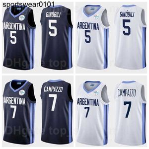 2021 Tokyo Argentina Basketball Jersey 7 Facundo Campazzo 5 Manu Ginobili 4 Luis Scola 29 Patricio Garino 14 Gabriel Deck 12 Marcos Delia