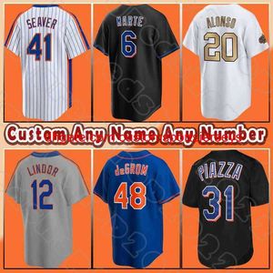 Stitch Jacob degrom beisebol Francisco Lindor S Jerseys Max Scherzer Pete Alonso Tom Seaver Darryl Strawberry Starling Marte Chris Bassitt Keith Hernandez