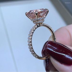 Pierścionki ślubne Yanleyu Rose Gold Kolor dla kobiet Księżniczka Cut Cubic Zirkonia Pierścień zaręczynowy Bridal Jewelry Prezent Świąteczny PR209