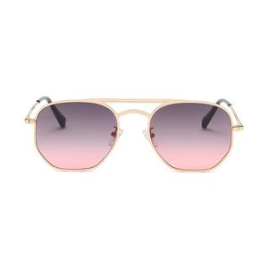 Hexagonal Sunglasses for Men Women Double Bridge Metal Frame Classic Designer Sun Glasses Outdoor Driving Eyewear for Unisex with case