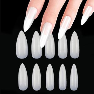 False unhas 100pcs/500pcs Dicas de unhas Tampa completa Arte oval Natural Acrílo