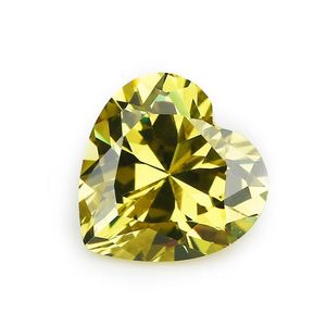 Loose Diamonds High Quality 100 Pcs/ Bag 7X7 Mm Heart Faceted Cut Shape 5A Olive Yellow Cubic Zirconia Beads For Jewelry Dhhwq