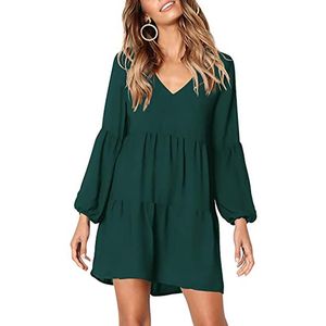 Casual Dresses Swing A-Line Long Sleeve Mini Dress For Women Flowy Plus Size Ladies Sundress