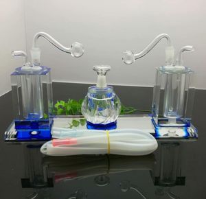 Doppelkristallkessel Glasalkohollampe Pfeifen Rauchen Glasbongs Glasbubbler für Rauchpfeifenmischungsfarben