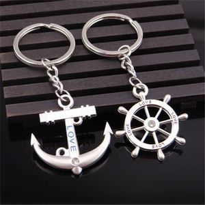 Ключевые кольца металлические лодки якорь и руль пиратский руль руль Keyring Love Letter Par