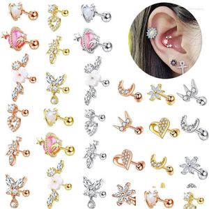 Stud Earrings 1Piece Flower Cartilage Piercing Earring Ear Jewelry Heart Tragus Small For Women Cz Lobe Drop Delivery 202 Dhr08