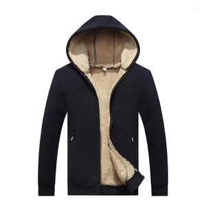 Men's Hoodies Large Size Arrival Winter Thickening Men Casual Jacket Fur Lining Solid Warm Zipper Coats Sweatshirts Male Parkas