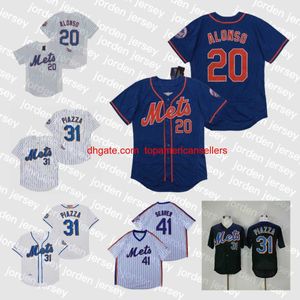 Custom Baseball Jerseys 31 Mike Piazza Vintage 2000 2001 Home Away Black Blue White Pullover Button Sitched Jersey