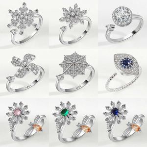 Anéis de banda 2022 Novo emo girar livremente girando a anel de aço inoxidável anel de anel de anel de anel de anel de seis pontas Daisy Sun Flower For Girl Jewelry Gift G230213