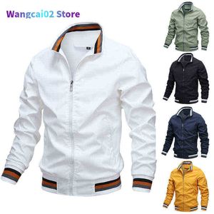 Jackets masculinos Spring casual Jack Men Homem à prova de vento à prova d'água de cor sólida Bomber Jackets Stand Stand Collar Slim Fit Fort MA Autumn S-4xl 021323h