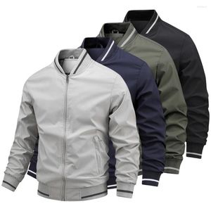 Jackets masculinos Menas de jaqueta da moda com zíper de bombardeiro fino costura de costura fino manguito