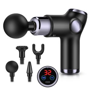 Full Body Massager 32 Gears Mini Massage Gun for Muscles Exercise High Frequency Vibrator Electric Back and Neck Massager Fascial Gun Fitness 230211