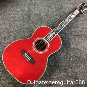 Chitarra personalizzata in fabbrica, top in abete massiccio, tastiera in ebano, fasce e fondo in palissandro, chitarra acustica rossa di alta qualità da 39 