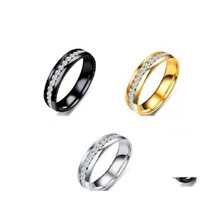 Band Rings Classic Wedding Women Ring Simple Finger With Middle Paved Cz Stones Understated Delicate Female Engagement Jewelry Drop D Dhafz