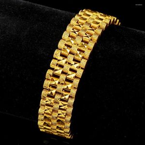 Link Bracelets clássico Men's Bracelet Chain Solid Solid 18K Gold Moda Menom Menming Men de 15 mm de largura 7,8 polegadas Jóias