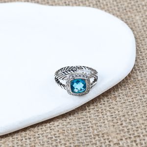 Ring Blue Topaz med Zircon Fashion Design Women's Wedding Engagement Rings
