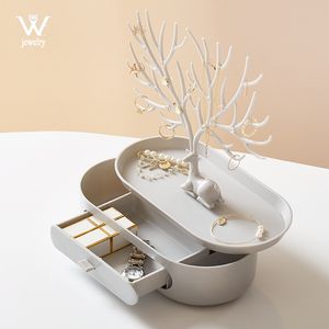 Jewelry Boxes WE Antlers Jewelry Rack Creative Earrings Necklace Ring Bracelet Deer Jewelry Cases Display Stand Tray Tree Storage Gifts 230211