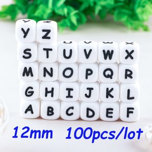 Baby Teethers Toys Sunrony12mm 100Pcs Silicone Letters Beads English Alphabet Baby Teether For Personalized Name DIY Pacifier Chain Clip Toys 230211