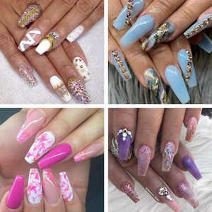 Nail Art Kits 1 Box 500 stücke Tipps Transparente Halbabdeckung Falsches Französisches Design Acryl Werkzeug Künstliche UV Maniküre DIY Set Gel W3E4