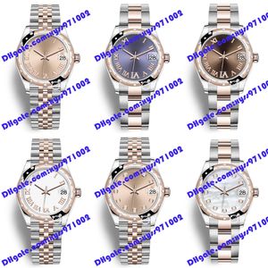 6 Model High quality watch 2813 sports automatic pink watch 278341 31mm White Fritillaria dial diamond watch rose gold stainless steel sapphire glass purple watch