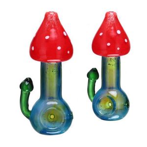 Colorful Double Mushroom Style Pipes Pyrex Thick Glass Dry Herb Tobacco Spoon Bowl Filter Oil Rigs Handpipes Portable Hand Bong Smoking Cigarette Holder Tube