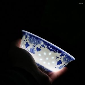 Bowls Bone China Ceramic Fashion Dinnerware Exquisite Porcelain Tableware Rice Soup Bowl Dessert Lucky Ruyi Flower Pattern