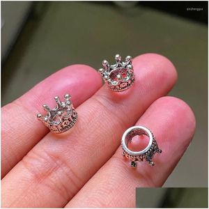 Charms 30Pcs 10X7Mm Mini Crown Antique Sier Color Pendants Fit Diy Women Necklace Handmade Accessories Jewelry Making Dhofa