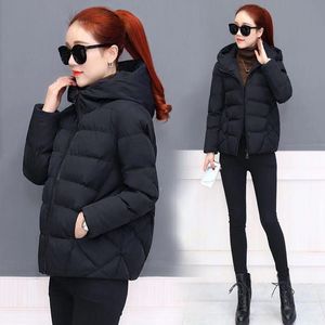 Women's Down & Parkas Big Size Cute Loose Thin Cap Solid Color Cotton Coat Short Suit Girl Jacket Woman HoodedWomen's