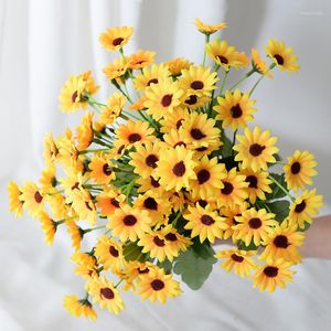 Decorative Flowers Artificial Sunflower Outdoor UV Resistant No Fade For Theme Party Silk Home Wedding Decor