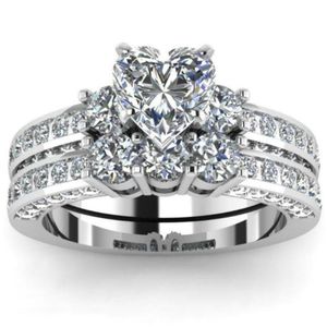 Charm par ringer romantiska strass kvinnor ringar set trendiga m￤ns kubiska zirkoniumring mode smycken